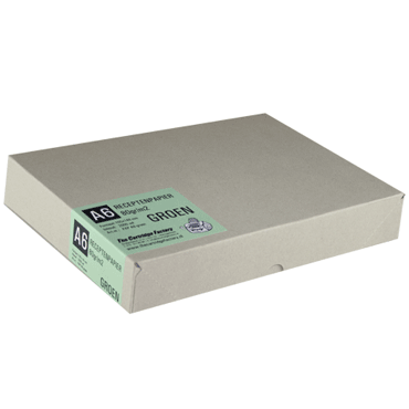 Receptenpapier A6 80 gr. Kleur: lichtgroen. Pak 2000 vel.